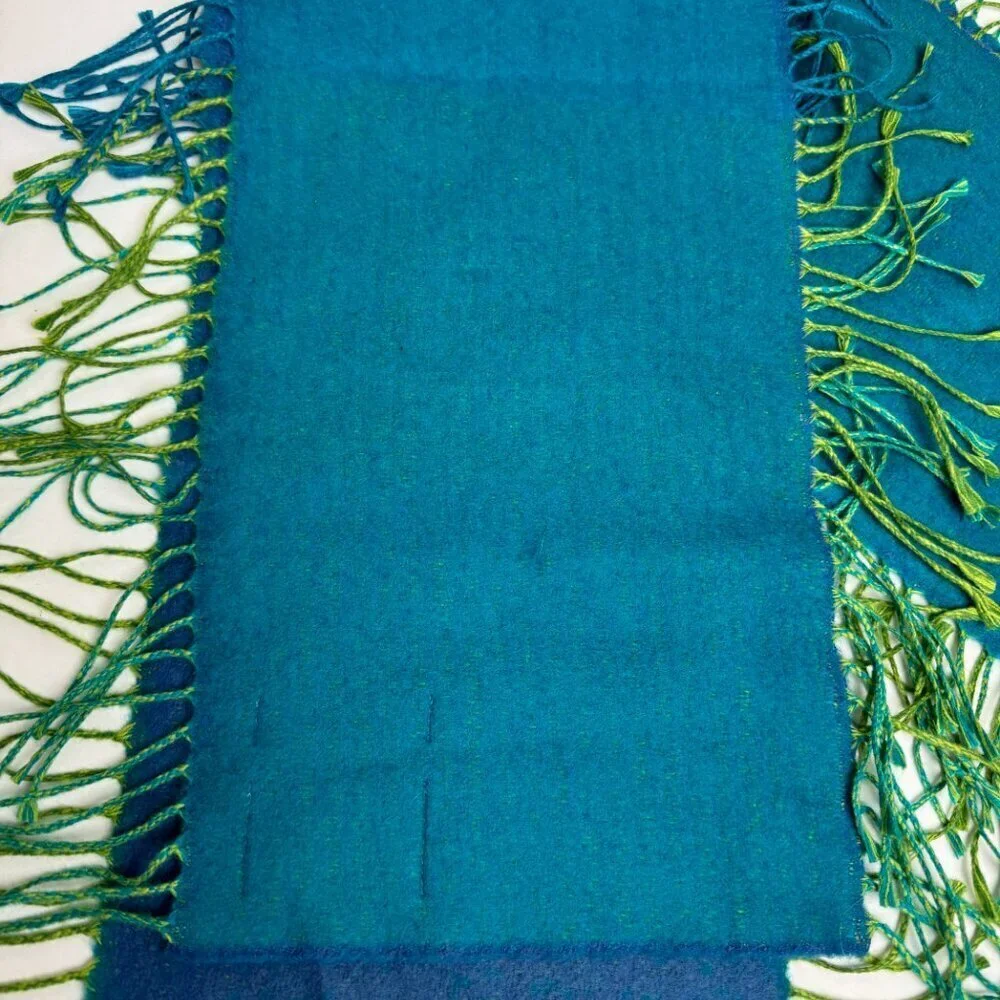 Victoire Mathieu Paris Turquoise Scarf Fringe Unisex Made in France
